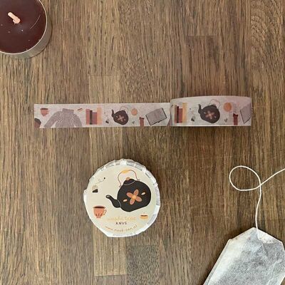Washi Tape Cozy Tea Candle Chocolat Livres Pull en laine