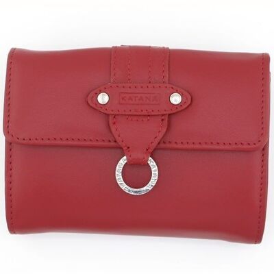 Leather coin purse 553109 - Red