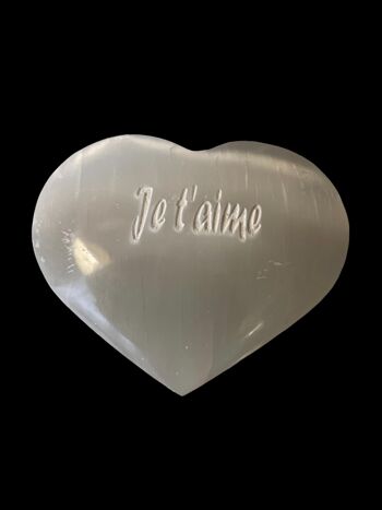 Cœur en Sélénite gravé "Je t'aime", pour une déclaration d'amour. 2