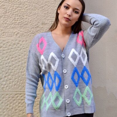 Gray rhombus cardigan