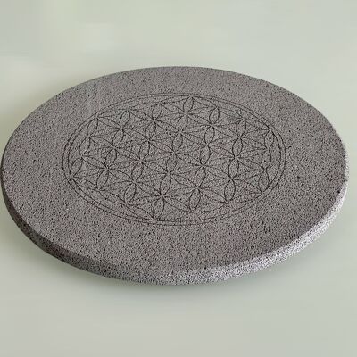 Flowers of life trivet in volcanic stone, flower of life refill tray. Diameter 19 cm.