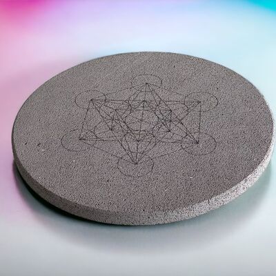 Metatron trivet in volcanic stone. Diameter 19 cm.