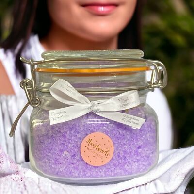 Sales de Baño Naturales con Fragancia de Lavanda en Tarro de Cristal (500gr)