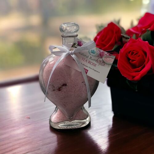 Tea Rose Fragrance Natural Bath Salts in a Glass Jar (500gr)