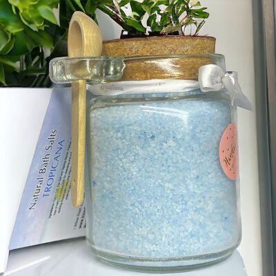 Sali da bagno naturali Tropicana Fragrance in un barattolo di vetro con misurino (225gr)