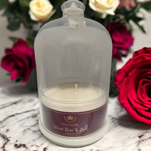 Velvet and Rose lovely smelling Soy Candle (400gr Net) in a beautiful glass  jar