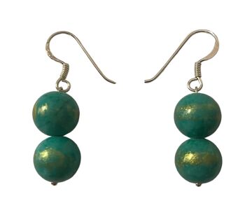 Boucles d'oreilles en pierre de jade Lapis Lazuli vert clair naturel avec découvertes en argent