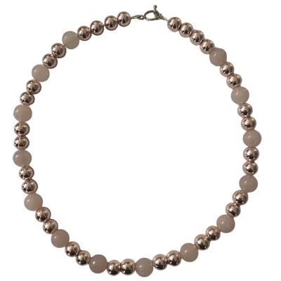 Perles en pierre d'hématite rose naturelle avec collier de perles de pierres précieuses en quarts de rose