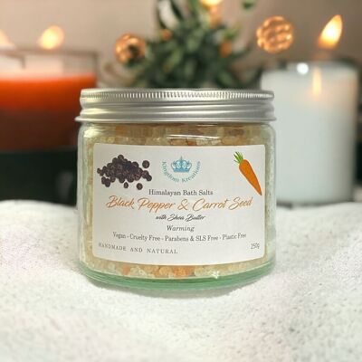 Himalayan Salts Black pepper and Carrot Seed Essential Oils with Shea Butter