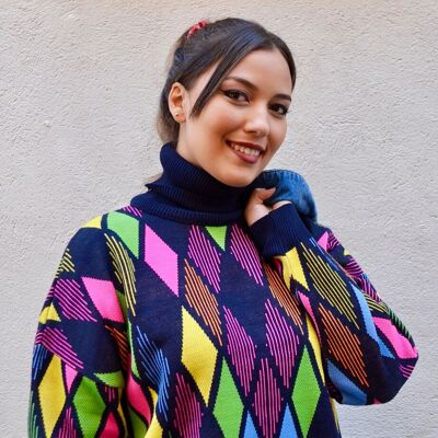 Colorful turtleneck sweater