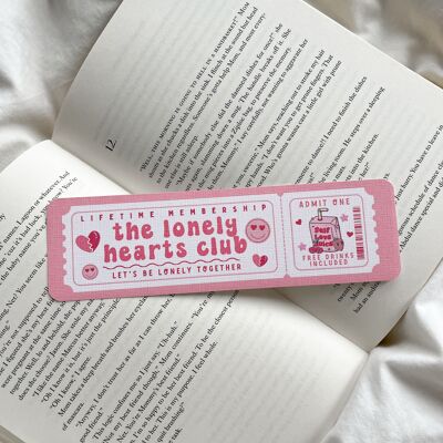The Lonely Hearts Club Bookmark - Book Club Ticket Bookmark
