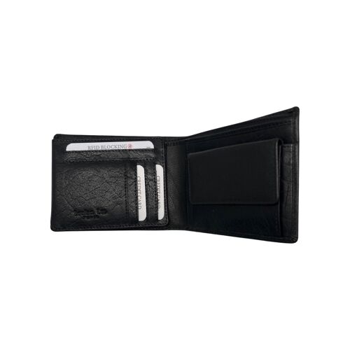 PORTE FEUILLE CUIR SAUVAGE JULES NOIR