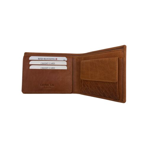 PORTE FEUILLE CUIR SAUVAGE SIMON CAMEL