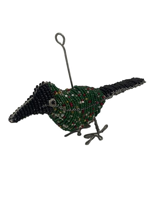 African Beaded Wire Garden Birds - Green (17.5)