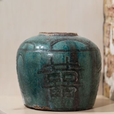 Pot asiatique turquoise antique n° 2