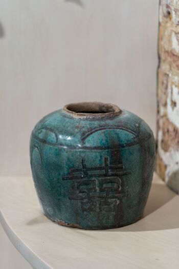 Pot asiatique turquoise antique n° 2 2