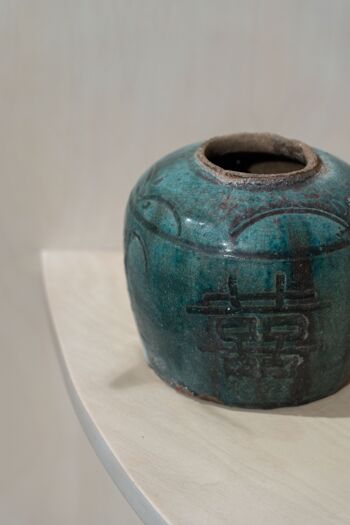 Pot asiatique turquoise antique n° 2 3