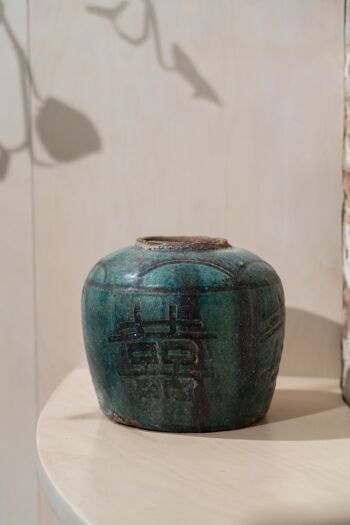 Pot asiatique turquoise antique n° 2 4