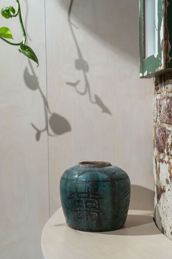 Pot asiatique turquoise antique n° 2 5