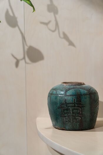 Pot asiatique turquoise antique n° 2 7