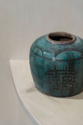 Ancien Pot Asiatique Turquoise N°2 3