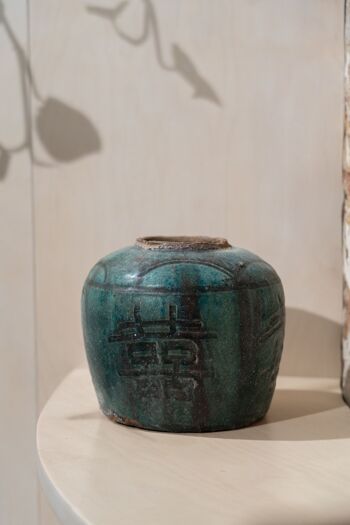 Ancien Pot Asiatique Turquoise N°2 4