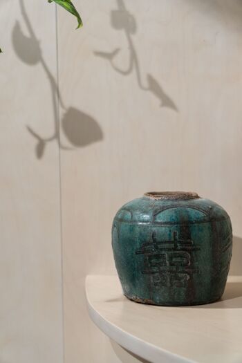 Ancien Pot Asiatique Turquoise N°2 7