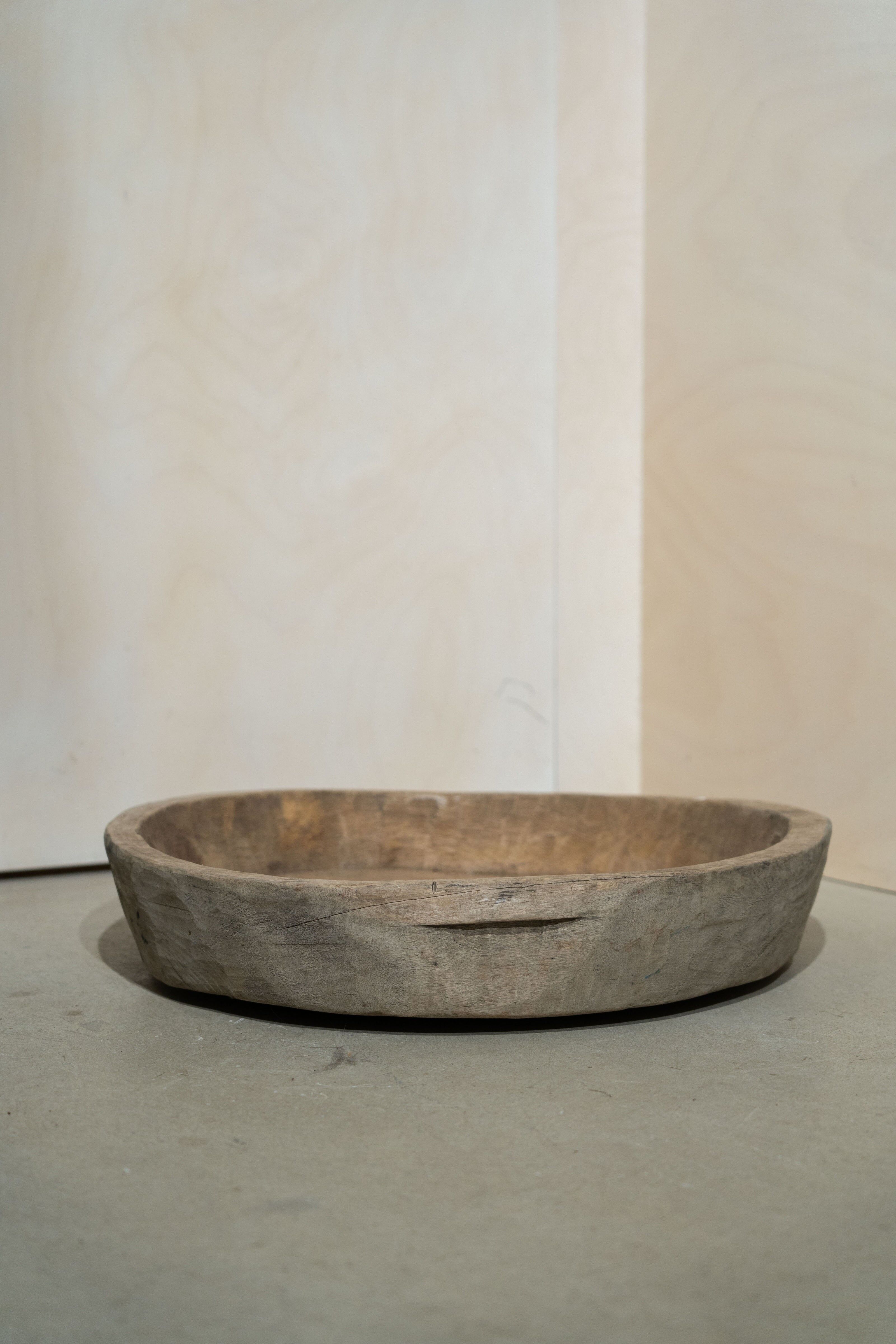 Cuenco de madera redondo grande vintage nº 2