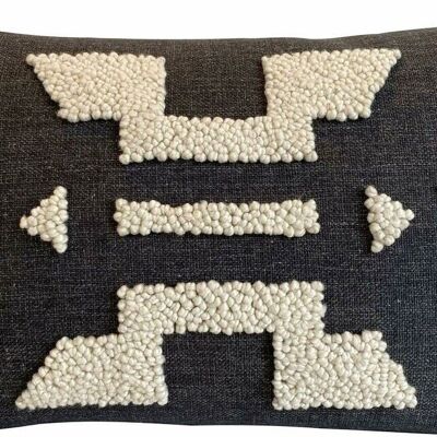 Punch Needle Cushion Cover - Ndebele Pattern 1 Charcoal (60cmx40cm)