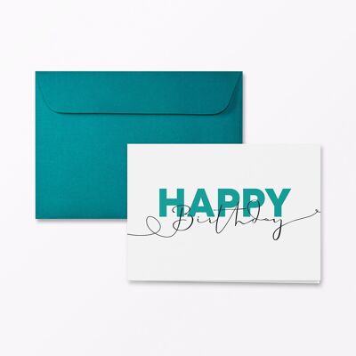 Folding card LineArt “Happy Birthday” incl. envelope