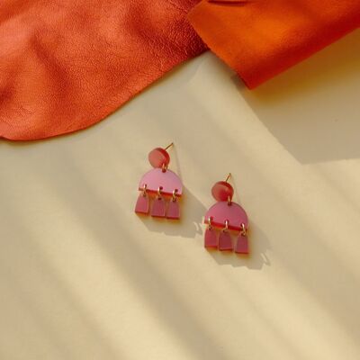 Pink Lady earrings with stainless steel studs