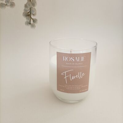 FLORELLE - Handmade old rose candle in recycled glass