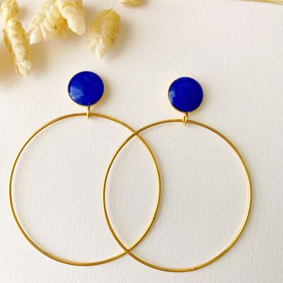 Royal blue ROSE earrings, creoles, dangling