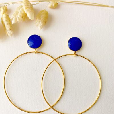 Royal blue ROSE earrings, creoles, dangling