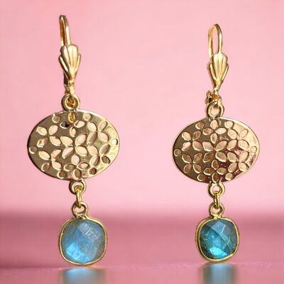 "SKYLAR" gold-plated fine gold Labradorite earrings