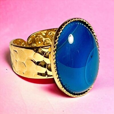 Fine gold “FLORA” ring made of Agate stone