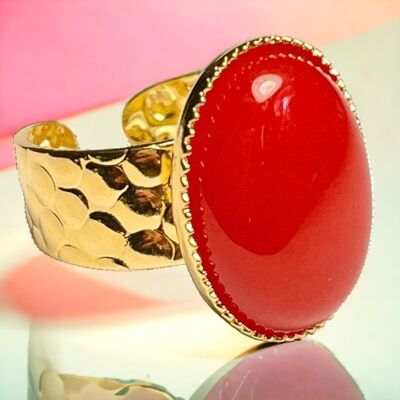 Feiner goldvergoldeter „JUSTINE“-Ring aus Karneolstein