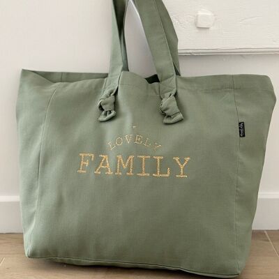 Tote bag - sage - "Lovely Family"