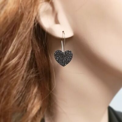 Glittery heart earrings of your choice of color and steel | gift for women | heart earrings