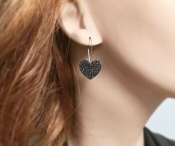 Boucles d'oreilles cœur pailleté couleur au choix et acier |cadeau pour femme | boucles d'oreilles cœur 1