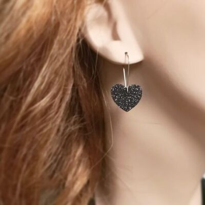 Glittery heart earrings of your choice of color and steel | gift for women | heart earrings