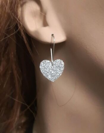 Boucles d'oreilles cœur pailleté couleur au choix et acier |cadeau pour femme | boucles d'oreilles cœur 4