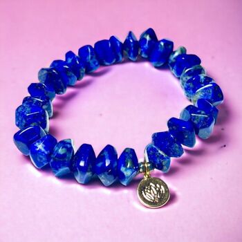 Bracelet "MAJORQUE" doré or fin et pierres naturelles de Lapis Lazuli 1
