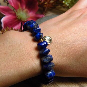 Bracelet "MAJORQUE" doré or fin et pierres naturelles de Lapis Lazuli 3