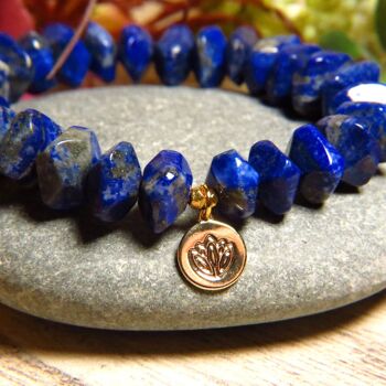 Bracelet "MAJORQUE" doré or fin et pierres naturelles de Lapis Lazuli 7