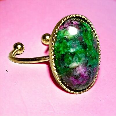 Fine gold “AXELLE” ring made from Zoisite stone