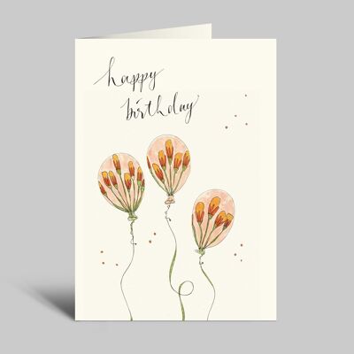 Carte d'anniversaire | Ballons floraux | Joyeux anniversaire | Carte pliante DIN A6 avec enveloppe