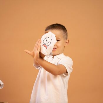 4 gants d'apprentissage enfants ÉMOTION - Galet/blanc 5