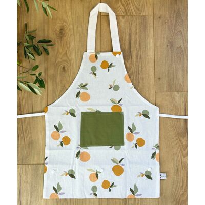 Children's kitchen apron - Fruit/olive green