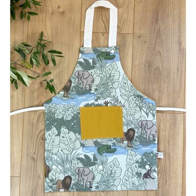 Children's kitchen apron - jungle/mustard